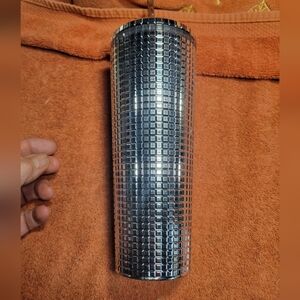 Starbucks Silver Tumbler with Textured Design